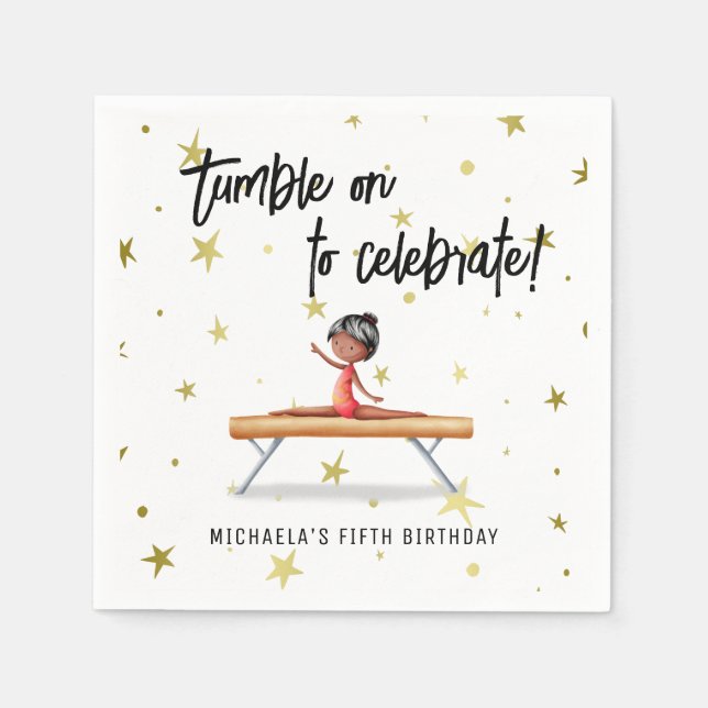 Serviette En Papier Simple Gymnastique Balance Fille de poutre Anniver (Devant)