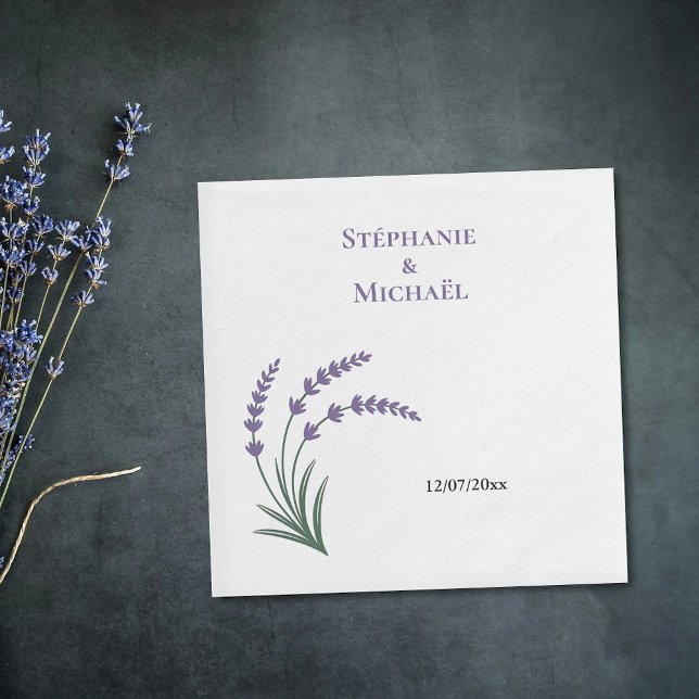 Serviette En Papier Simple Lavender Wedding (Simple Lavender Wedding Napkins)