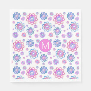 Serviette En Papier Simple Lotus Flower Pink Pasalog Vert Monogramme
