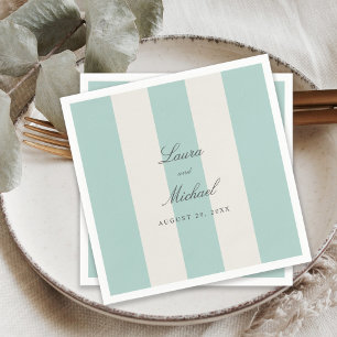 Serviette En Papier Simple mariage aux rayures de cabane sarcelle pâle