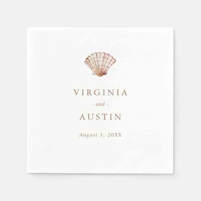 Serviette En Papier Simple mariage coquillage (Devant)