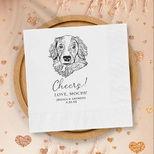 Serviette En Papier Simple Mariage de dessin main de chien