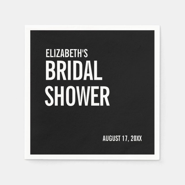Serviette En Papier Simple Mariage Douche de Typographie (Devant)