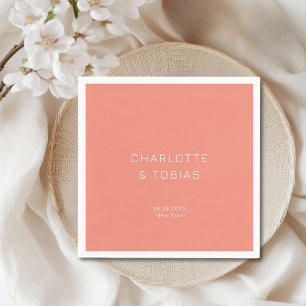 Serviette En Papier Simple mariage élégant corail