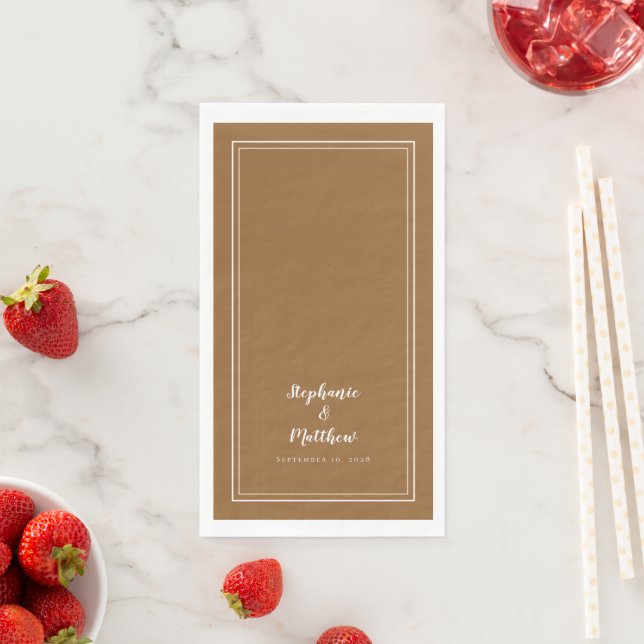 Serviette En Papier Simple Mariage Moderne Rustique Marron Dîner (En situation)
