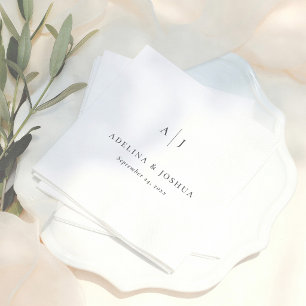 Serviette En Papier Simple Mariage Monogramme Minimaliste Typographie