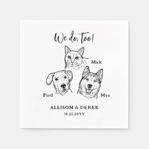 Serviette En Papier Simple Mariage Personnalisé de Chien Chat Mignon