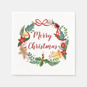 Serviette En Papier Simple Merry Christmas Wreath Napkin