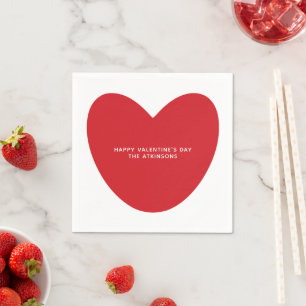 Serviette En Papier Simple mignon coeur rouge coutume Saint Valentin