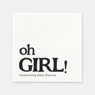 Serviette En Papier Simple mignonne Baby shower noir et blanc Oh Girl