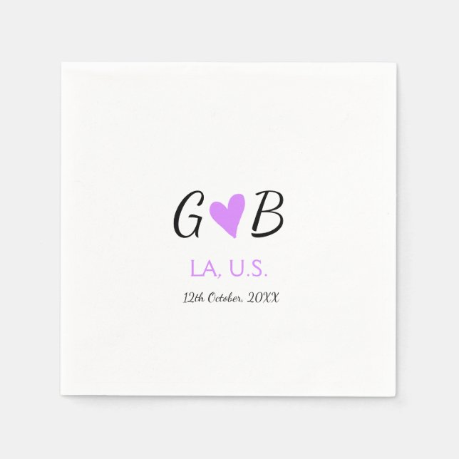 Serviette En Papier SIMPLE MINIMAL ajouter votre nom de couple nom de  (Devant)