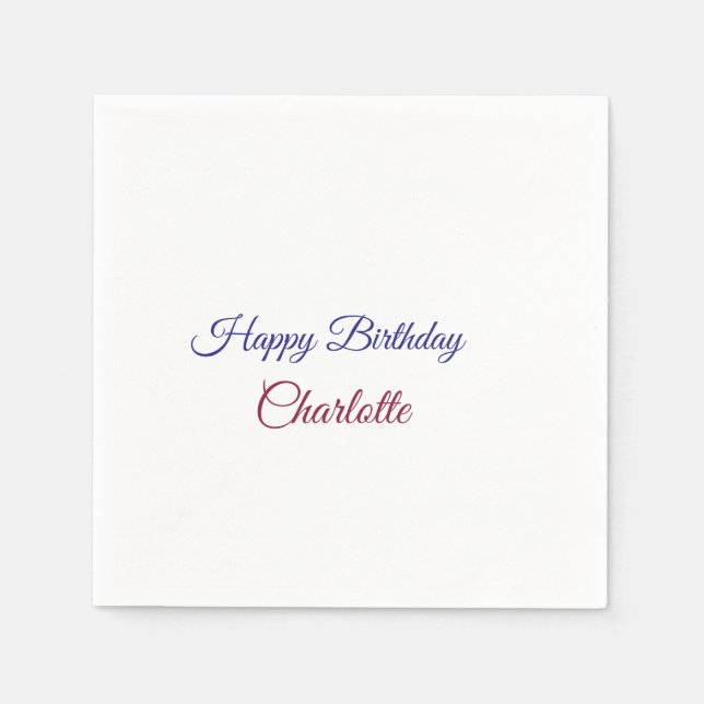 Serviette En Papier SIMPLE MINIMAL.CUTIE AJOUTER NOM BÉBÉ joyeux anniv (Devant)