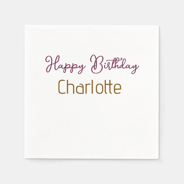 Serviette En Papier SIMPLE MINIMAL.CUTIE AJOUTER NOM BÉBÉ joyeux anniv (Devant)
