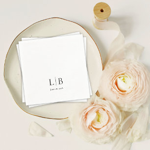 Serviette En Papier Simple minimal Élégant Mariage des initiales de mo