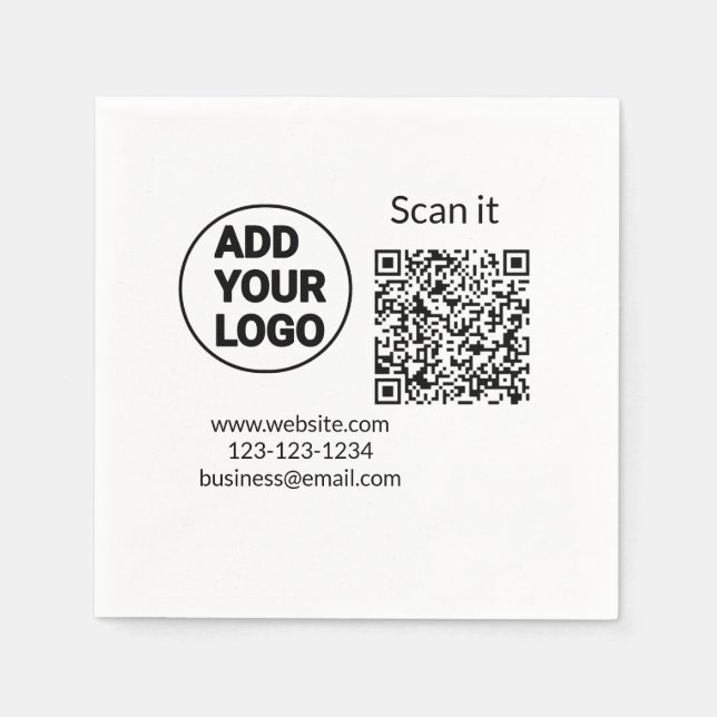 Serviette En Papier Simple minimal q r code add logo scan code name we (Devant)