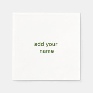 Serviette En Papier Simple minimal vert ajoutez votre texte nom photo