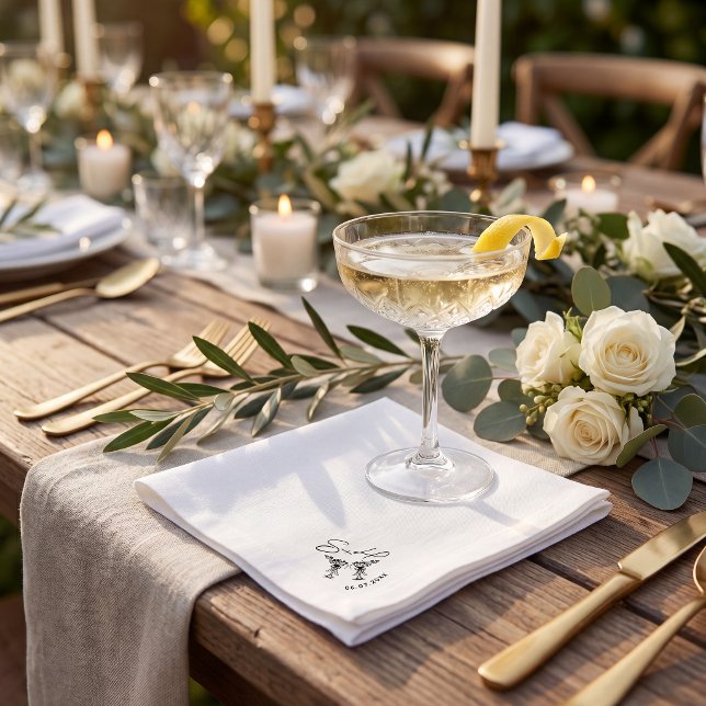 Serviette En Papier Simple minimalist hand drawn cocktail wedding (Créateur téléchargé)