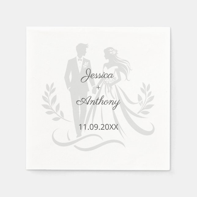Serviette En Papier Simple Minimalistc Elegant Custom Name Wedding (Devant)