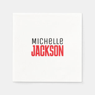 Serviette En Papier Simple minimaliste Moderne Votre Nom Message