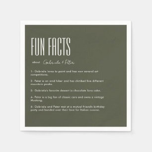 Serviette En Papier Simple minimaliste Olive Green Fun Faits Mariage