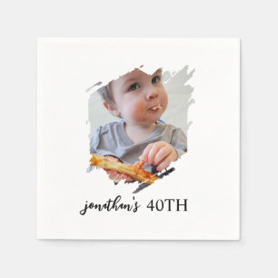 Serviette En Papier Simple Minimaliste Quarante Anniversaire Photo