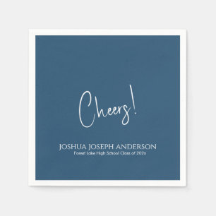 Serviette En Papier Simple minimaliste Royal Blue Graduation Party