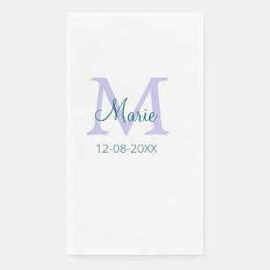 Serviette En Papier simple minimum ajouter nom monogramme violet vert