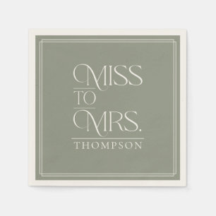 Serviette En Papier Simple Miss to Mme Green Moss Fête des mariées Pap