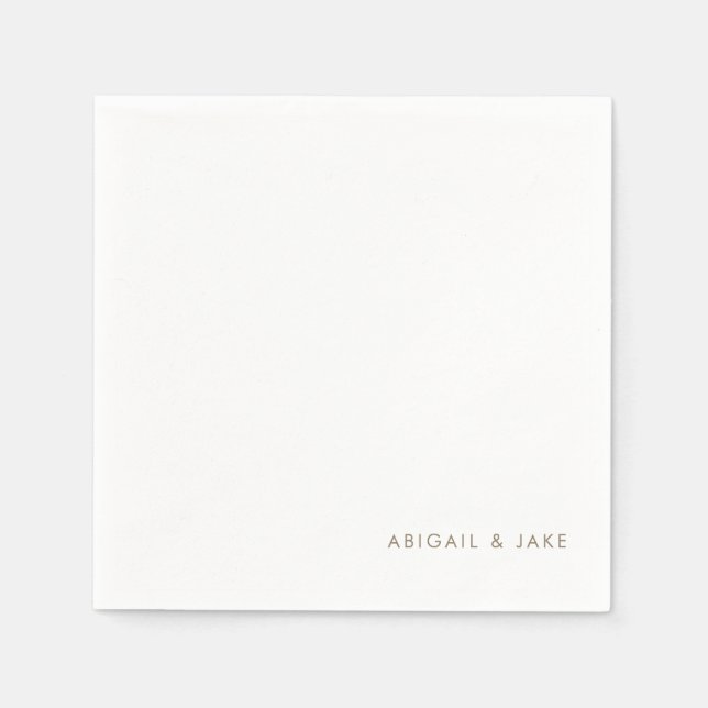 Serviette En Papier Simple Modern Font Gold Text Names Wedding (Devant)