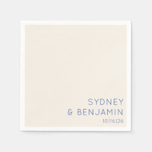 Serviette En Papier Simple moderne Ecru Blue Minimal Mariage personnal