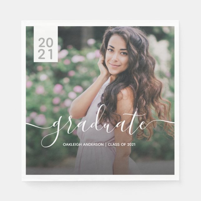 Serviette En Papier Simple moderne Faire-part de graduation photo (Devant)
