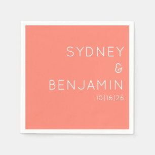 Serviette En Papier Simple Moderne Minimaliste Mariage Corail Personna