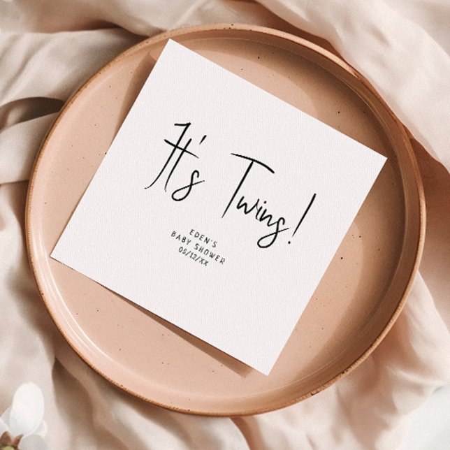 Serviette En Papier Simple Moderne Neutre, ce sont des jumeaux ! Servi (Créateur téléchargé)