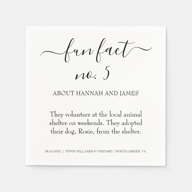 Serviette En Papier Simple moderne noir Script amusant Fait 5 Mariage (Devant)