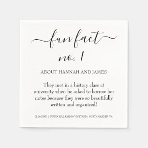 Serviette En Papier Simple moderne Noir Script Fun Fact 1 Mariage