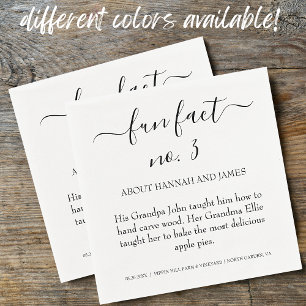 Serviette En Papier Simple moderne Noir Script Fun Fact 3 Mariage