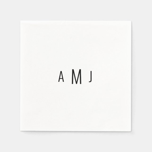 Serviette En Papier Simple moderne police Couple noir Monogramme (Devant)