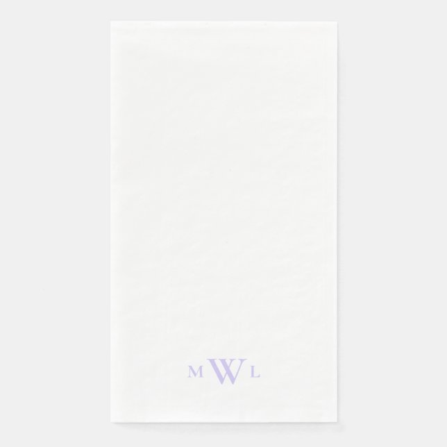 Serviette En Papier Simple Monogramme de Mariage au Lavande  (Devant)