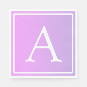 Serviette En Papier Simple Monogramme Dégradé subtil rose/violet