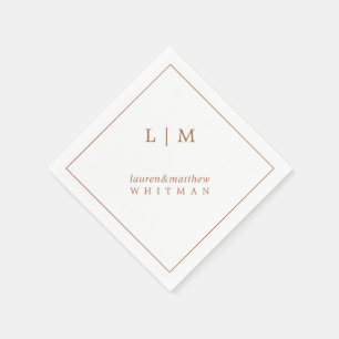 Serviette En Papier Simple Monogramme Élégant en Terre Cuite pour Mari