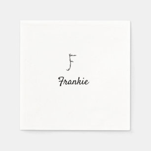 Serviette En Papier Simple monogramme noir minimaliste lettre F ajoute