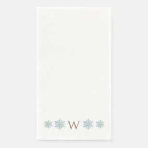 Serviette En Papier Simple Monogramme Or En Flocon de Neige Aquarelle
