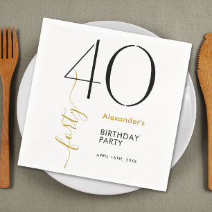Serviette En Papier Simple Or Noir et Blanc 40 Ans