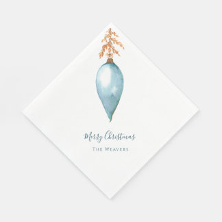 Serviette En Papier Simple Original Blue Watercolor Custom Christmas