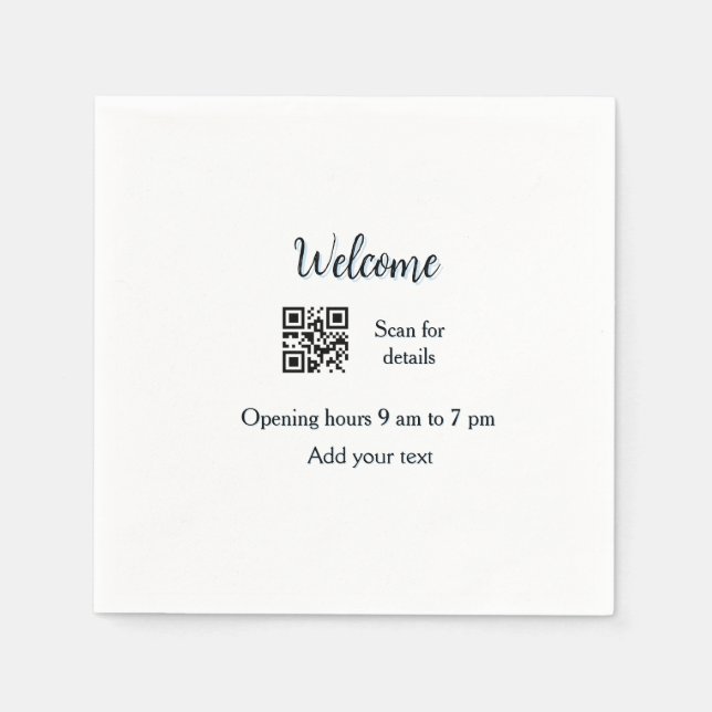 Serviette En Papier Simple ouverture de bienvenue code-barres QR ajout (Devant)