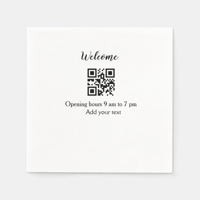 Serviette En Papier Simple ouverture de bienvenue code-barres QR ajout (Devant)