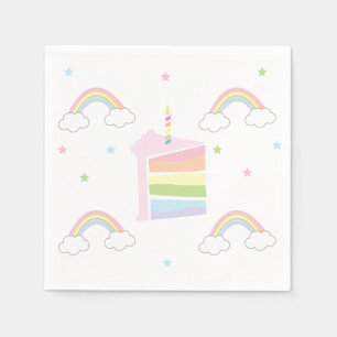 Serviette En Papier Simple Pastel Rainbow Cake
