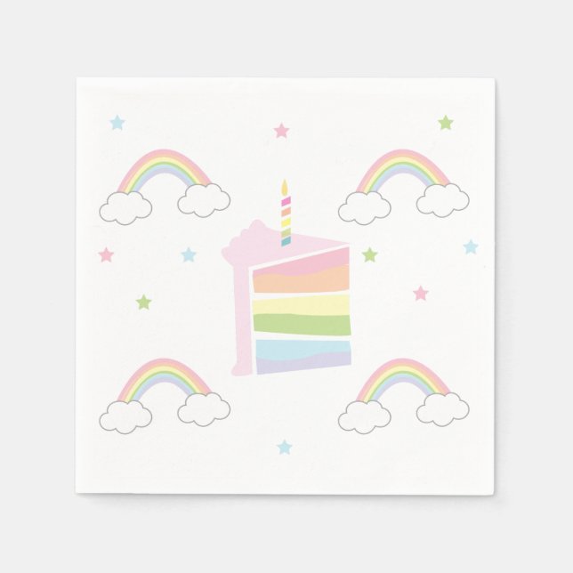 Serviette En Papier Simple Pastel Rainbow Cake (Devant)
