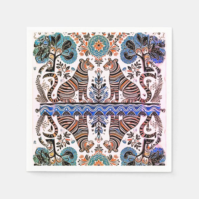 Serviette En Papier simple peinture madhubani (Devant)