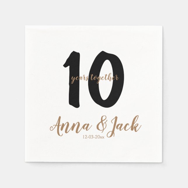 Serviette En Papier simple personnalisé 10 ans nom date (Devant)